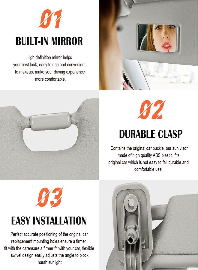 ILONPA Gray Driver Left Side Sun Visor Replacement Compatible with 2010 2011 2012 2013 Mazda 3 Replace BBM2-69-320C-75 - Image 4